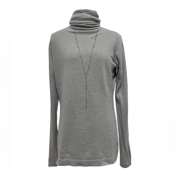 Kinross 100% Cashmere Gray Long Sleeve Slouch Turtle Neck Sweater Size M - Picture 2 of 9